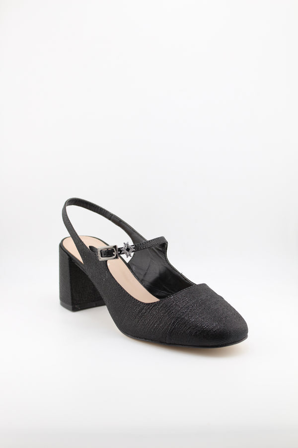 Luz da lua Block Heel Textured Slingback Pumps
